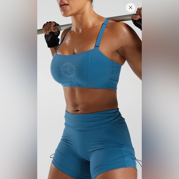 Gymshark Pants - Gymshark | LEGACY RUCHED | TIGHT SHORTS | Blue | | Logo | Size S